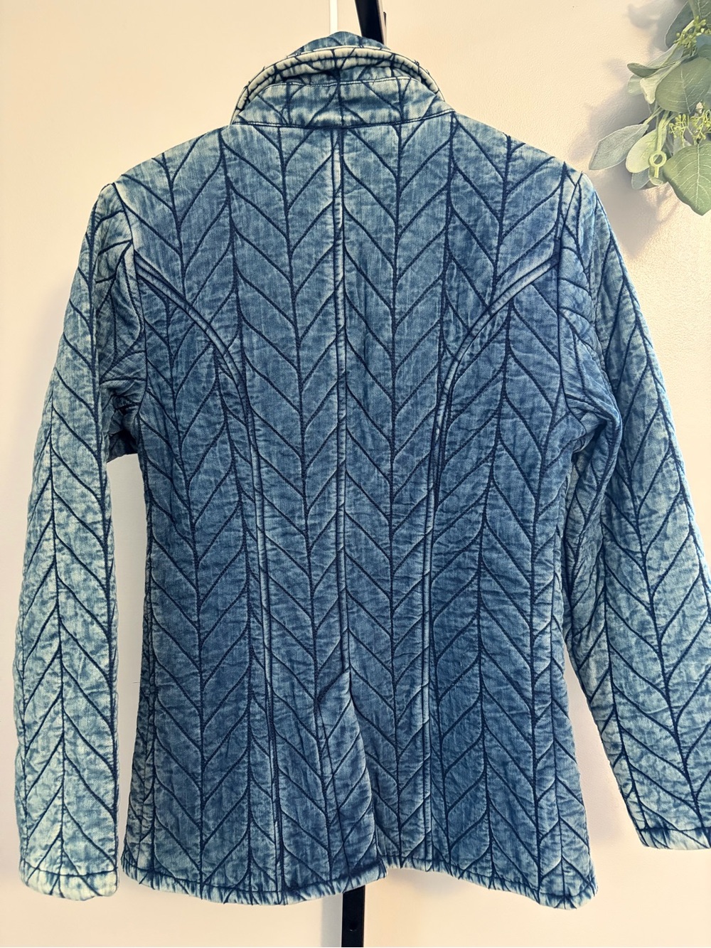 NWOT Aratta Silent Journey- Embroidered Quilted Blue Mineral Wash Blazer - Picture 12 of 16